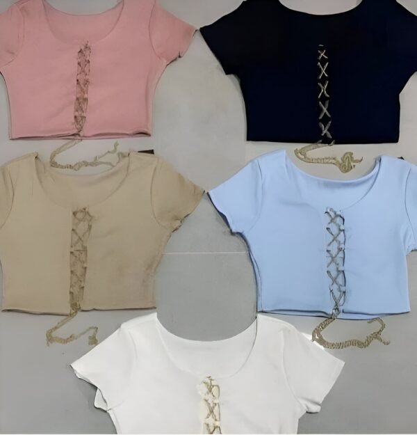 Chain tops with front opening and high neck