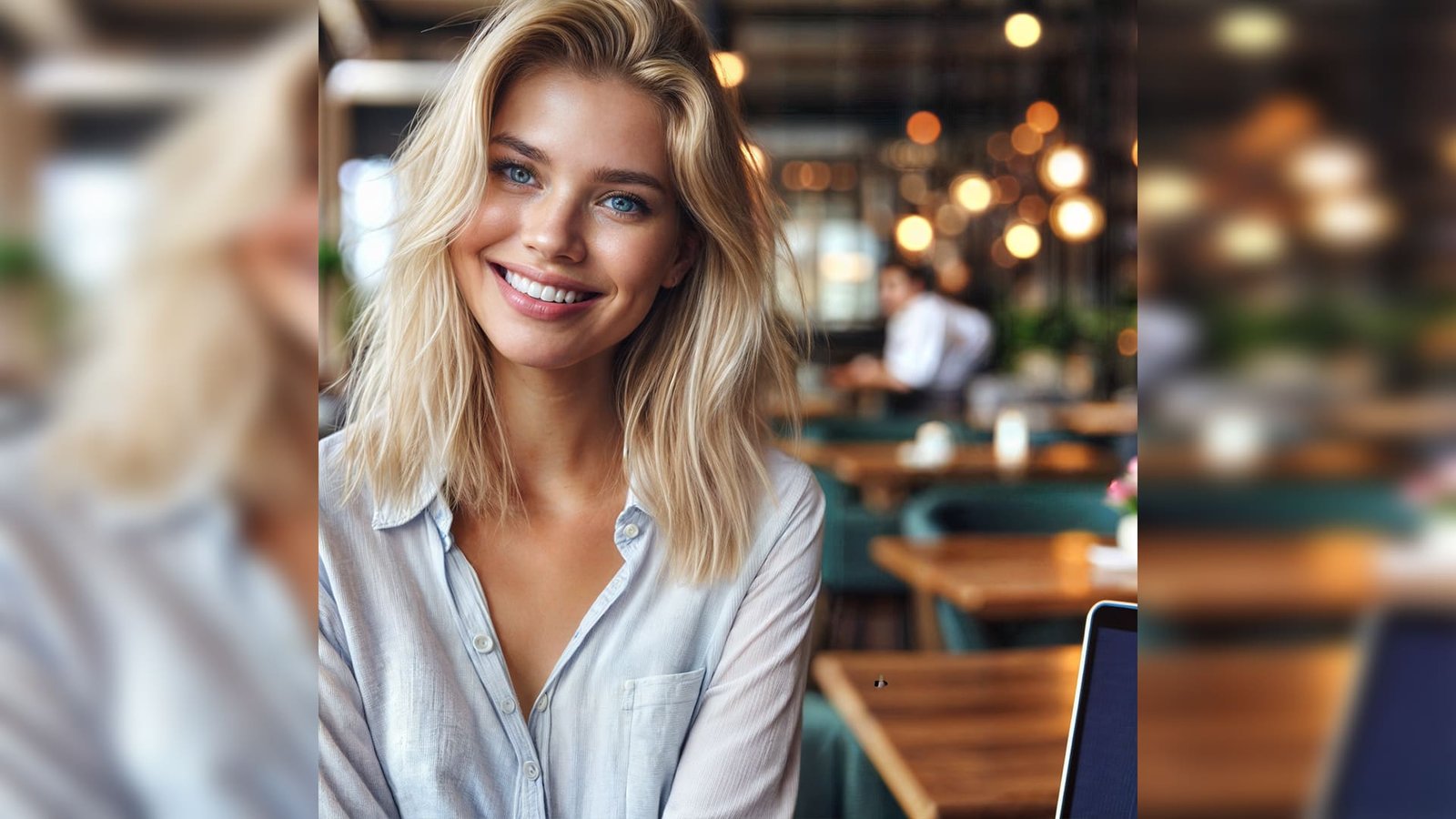 A woman smiling at camera